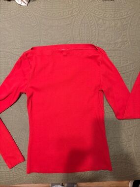 Bright Red Long Sleeve Knit Top